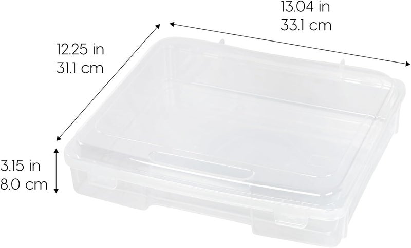 IrisUSA Board Game Storage Craft Organizer Box with Snap-Tight Latch Lid, 6-Pack Portable Plastic Case Bin for Puzzles, Magazines, Hobbies, Art Supplies, Fits 8.5" x 11" & A4 Papers, Thick, Clear - Image 2